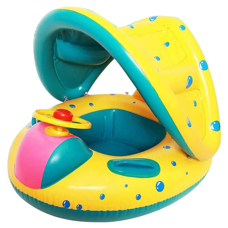 حمامات سباحة أخرى spashg سترة عوامة الأطفال رضع حلقات السباحة قابلة للتنفاز الطفل مقعد مقعد القوارب الأطفال خاتم عائم مع مظلة شمس قابلة للإزالة واضحة بين 0460