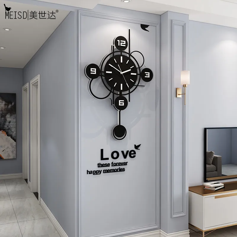 MEISD Nordic Clock Wall Clocks Pendulum Decorated Modern Design Room Watch Wall Art Paintings Home Decor Horloge Free Shipping LJ201204