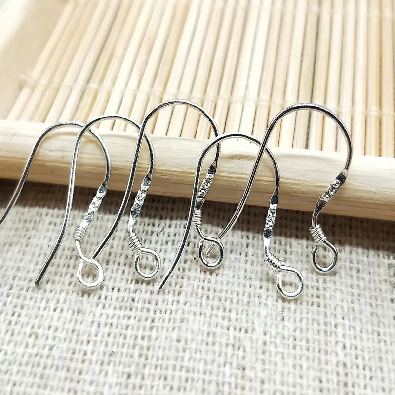 500PCS hot 925 Sterling Silver Earring Findings Connectors Fishwire Hooks Jewelry DIY 15mm fish Hook Fok Coil Ear Wire 67 J2
