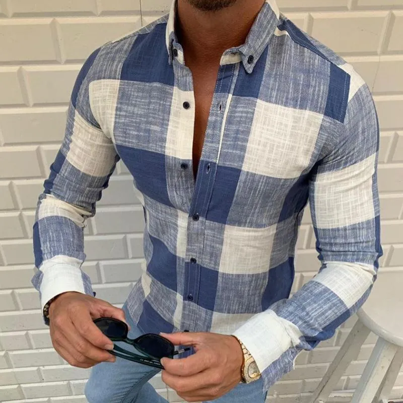 Men's Casual Shirts Men Plaid Shirt Camisas Social 2021 Autumn Mens Fashion Long-Sleeved Male Button Down Check