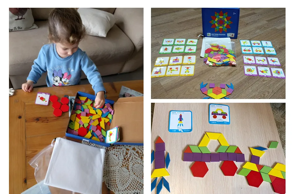 Montessori Wooden Jigsaw Puzzle For Kids Educational Tangram Magnetic ...