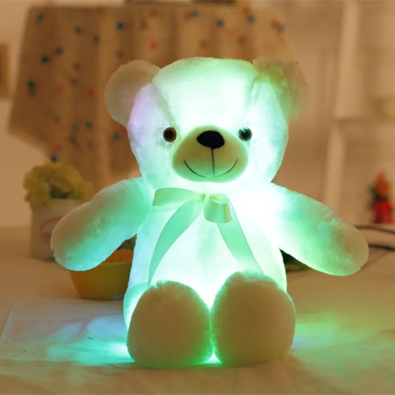 30cm 50cm bow tie teddy bear luminous bear doll with built-in led colorful light luminous function Valentine`s day gift plush toy