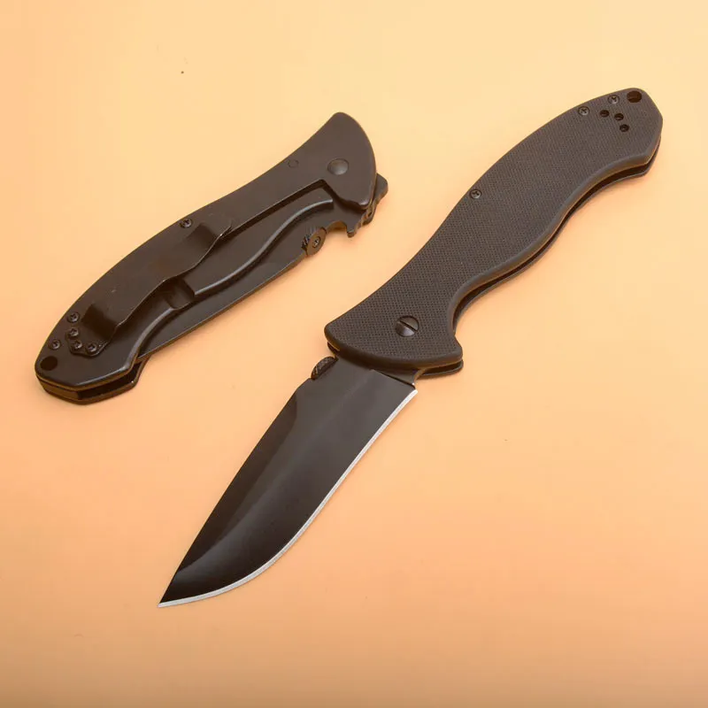 Coltello pieghevole 6045BLK di alta qualità 8Cr13Mov Lama rivestita in titanio Coltelli tascabili con manico G10 nero con scatola al minuto