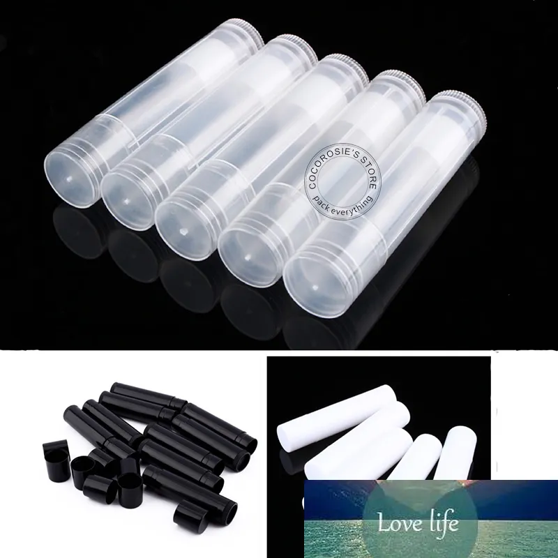 (100 sztuk / partia) Pusta szminka Tube White Clear Black Lip Balm Tube 5g Lip Stick