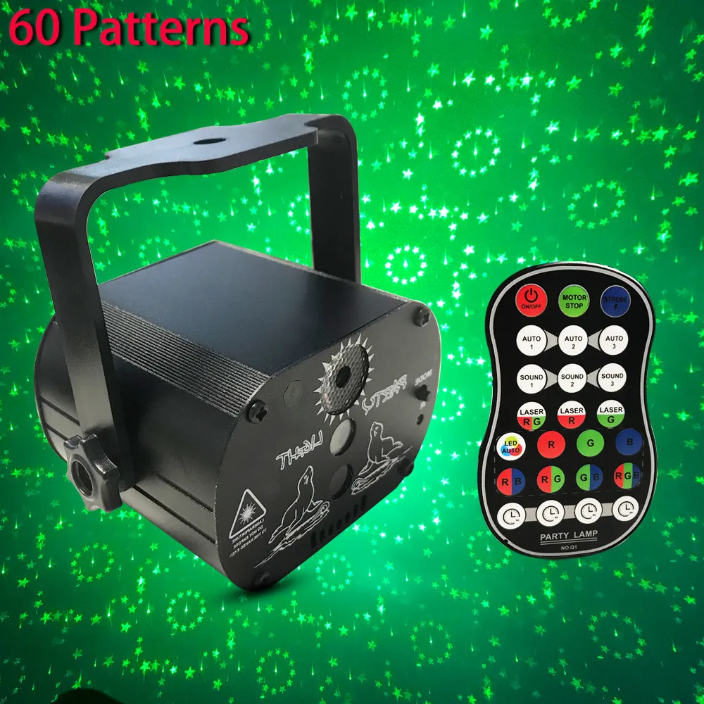 LED Disco Light Christmas Laser Projector RGB 60 Patronen Party Light SoundLights DJ Stage Light Halloween Decoraties voor Home Y201006