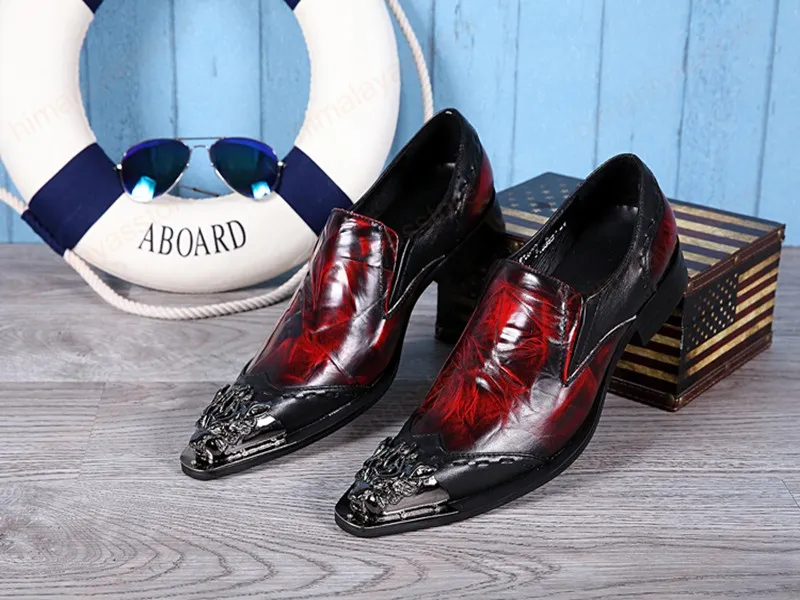 Red And Black Genuine Leather Mens Plus Size Party Prom Formal