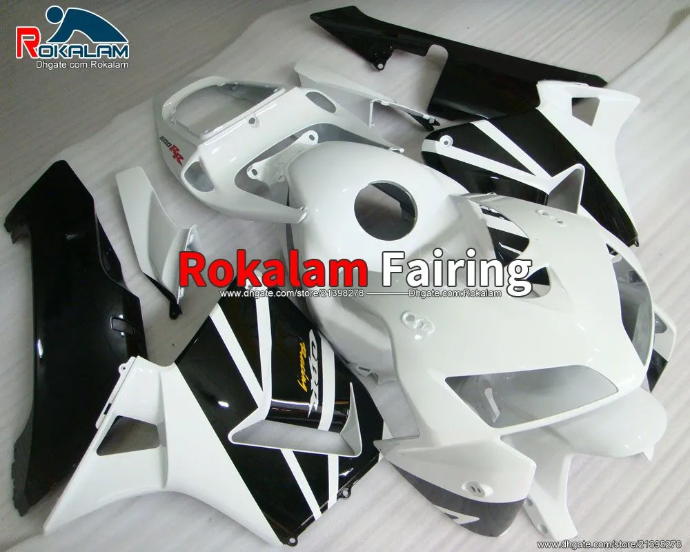 Motorcykelmässor för Honda CBR600RR F5 2005 2006 05 06 Motorcykelmässa Cowling Bodywork Kits Shell White (injektionsgjutning)