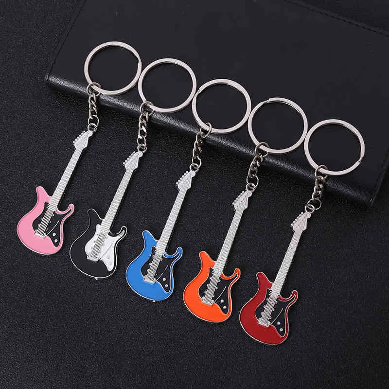 Keychains Creative guitar key chain musical instrument Pendant Gift activity metal pendant