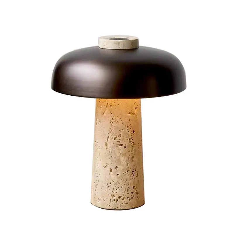 Söt svamp LED -bordslampa japansk minimalistisk foajé sovrum studie järnbelysning fixturer nordisk konst dekoration sten skrivbord ljus ny
