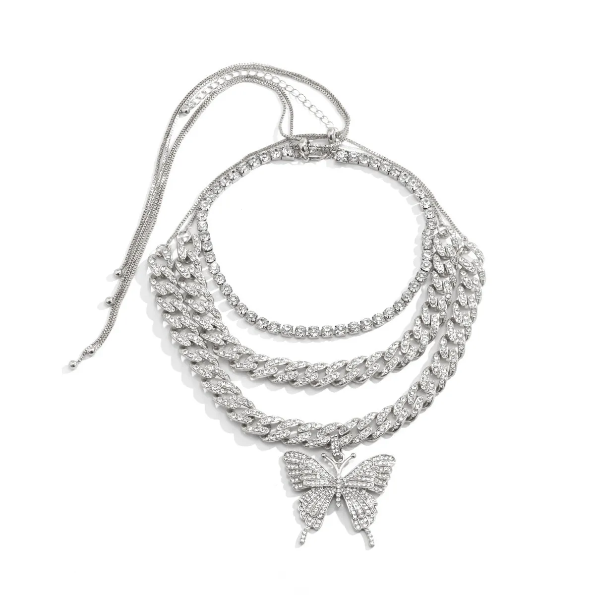 2021 colliers à boucle cubaine en diamant tempérament élégant collier pendentif papillon collier pour femme disponible en deux couleurs