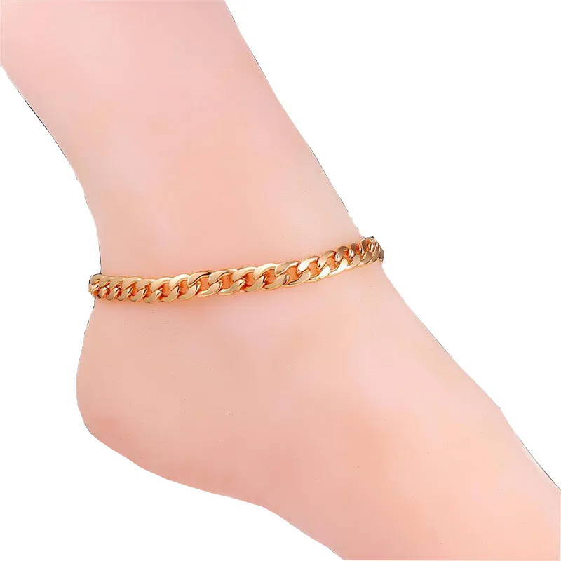 Fußkettchen Sommer Schmuck Fuß Armband auf dem Bein Gold Farbe Armband Knöchel Link Kette Anklet Armbänder für Frauen