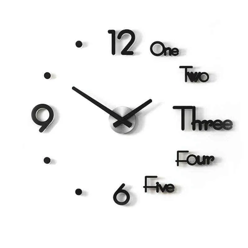 Quartz Creative Diy Wall Clock Modern Design Watch Silent Acrylic Living Room Stickers Black Reloj de Pared Home Decor DL60WC H1230