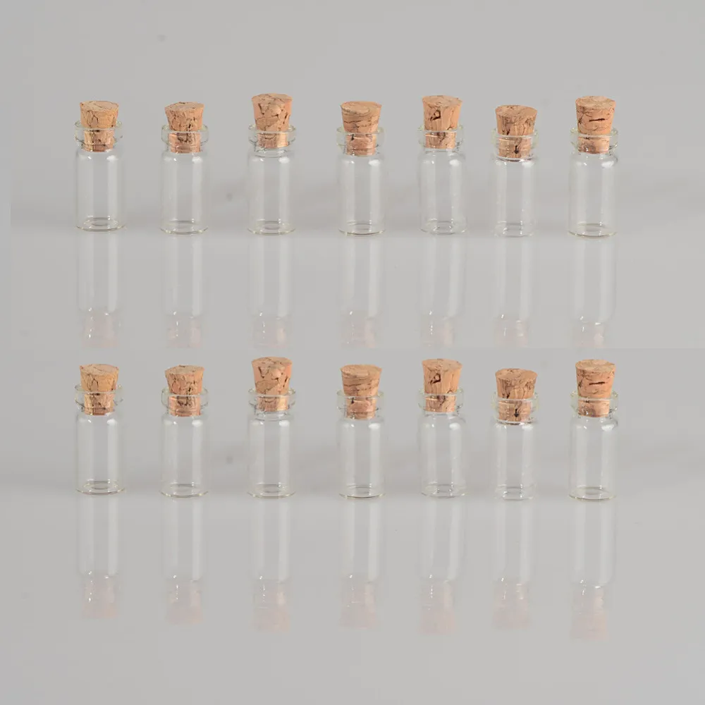 1ml Mini Clear Glass Bottles With Cork Empty Glass Vials Jars Small Wishing Bottle3
