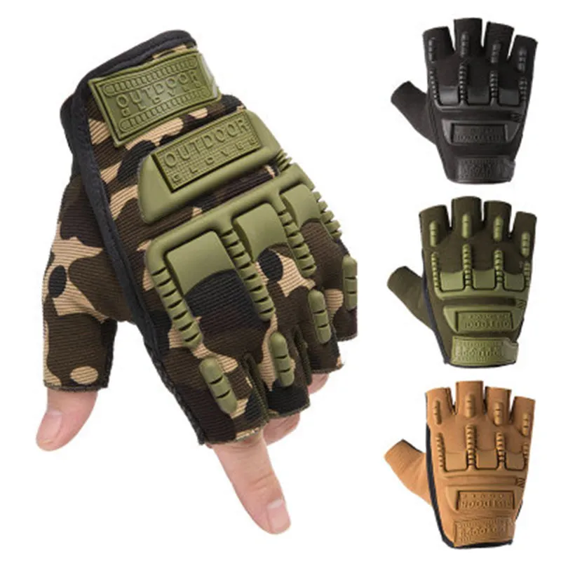 Gants tactiques de l'armée sans doigts pour hommes, antidérapants, mitaines de tir à demi-doigt, gants de combat pour hommes