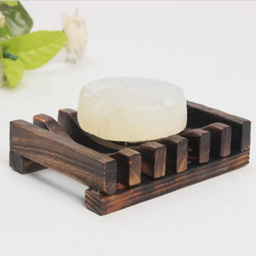 Natürliche Holz Bambus Seifenschale Tablett Halter Lagerung Seife Rack Platte Box Container für Bad Dusche New2021