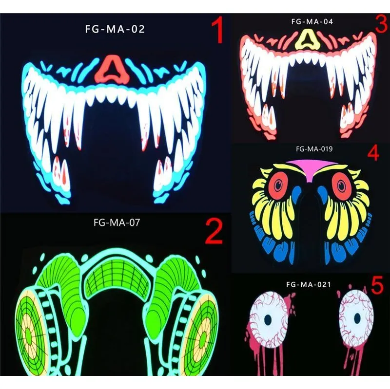 1 st Fashion Cool LED Lysande Blinkande Halv Ansiktsmask Party Event Masks Light Up Dance Jllbhp Yummy_shop