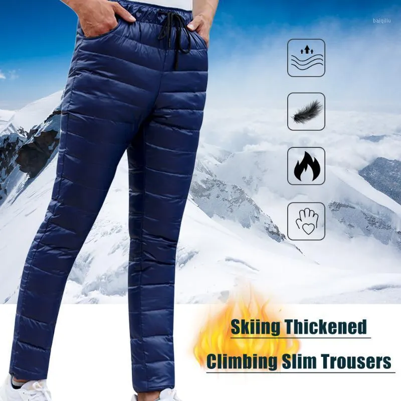 Inverno Ultralight Duck Down Outwear Pantaloni Unisex Super Light Antivento Plus Size Pantaloni caldi Sci allentato Sci Escursionismo Diambella Pants1