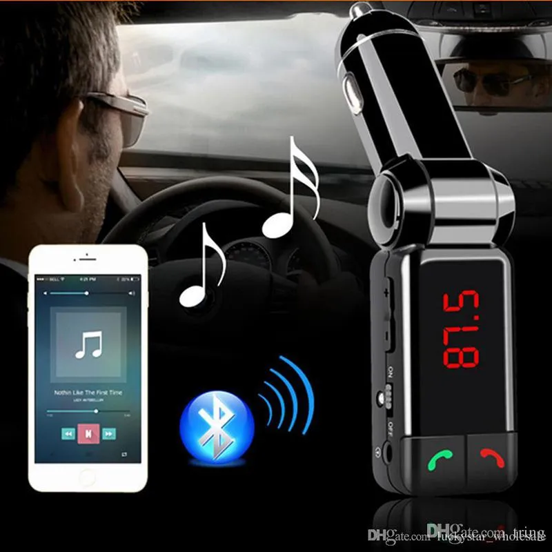 Nieuwe Auto LCD Bluetooth Handfree Car Kit MP3 FM-zender USB-oplader Handsfree voor iPhone Samsung HTC Android Hoge kwaliteit