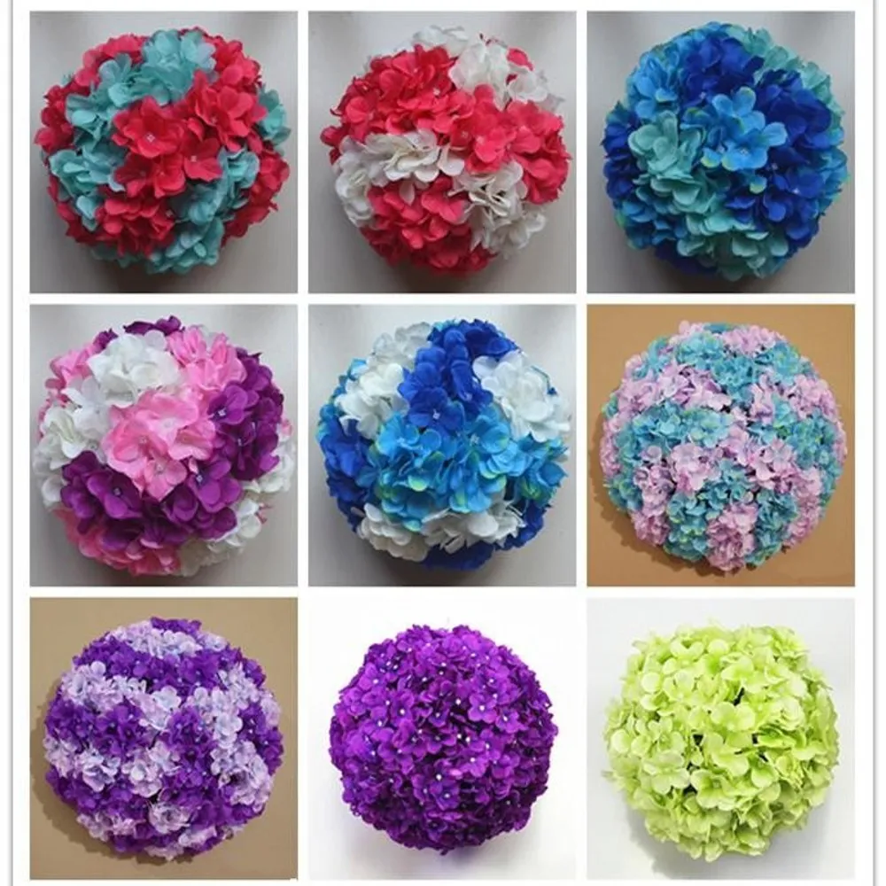 11 Pouces Artificielle Hortensia Fleur Boule Pincushion Mariage Embrasser Boule Suspendus Artisanat Pour Noël Ornements Bébé Douche Décorations