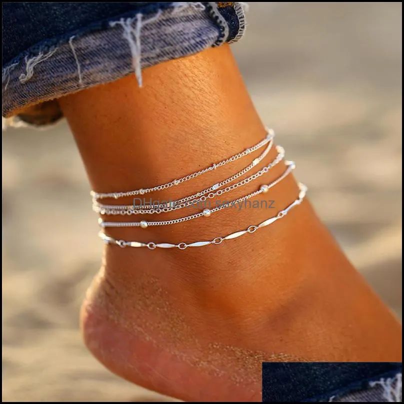 11 Vintage Anklets Set For Women Shell Moon Star Sun Leg Chain Gold Multilayer Anklet Bracelets BOHO Jewelry