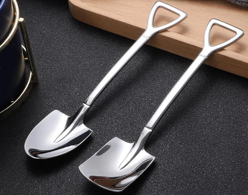 Dessert Spoon Stainless Steel Spade Shovel Spoon Creative Cute Internet Eating Coffee Spoon Stirring Ice Scoop SN4960
