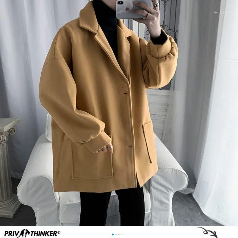 PR Men's Solid Long Trench Straight Men Men d￩contract￩ Loose-Windbreaker Coats 2021 AUTUMNE COR￉ANN HIP HIP HOP HOP HOWEAR1