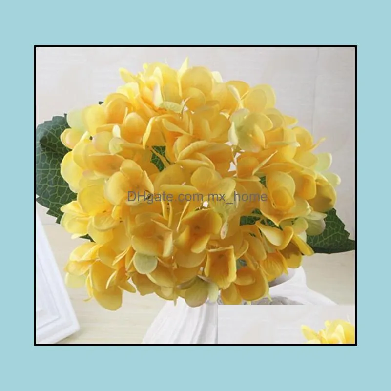 18 colors artificial hydrangea flower fake silk single real touch bouquet hydrangeas for wedding centerpieces home party decorative