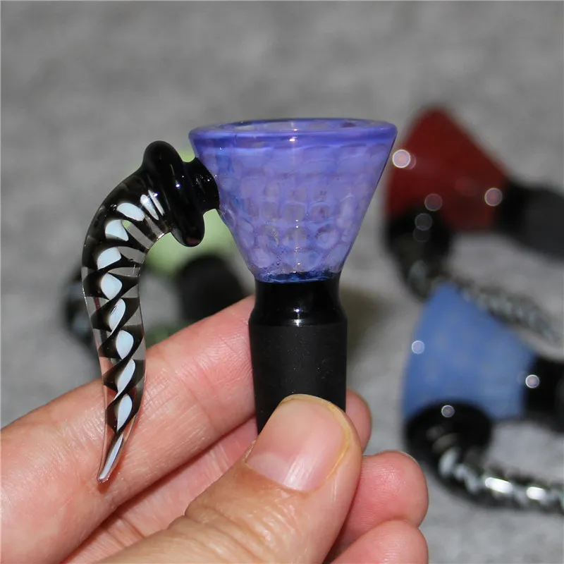 Waterpijp Pruik Wag Glazen Kom Met Handvat Kleurrijke 14Mm 18Mm Bong Bowls Tabak Kom Stuk Roken Accessoires Voor glazen Beker Waterpijpen