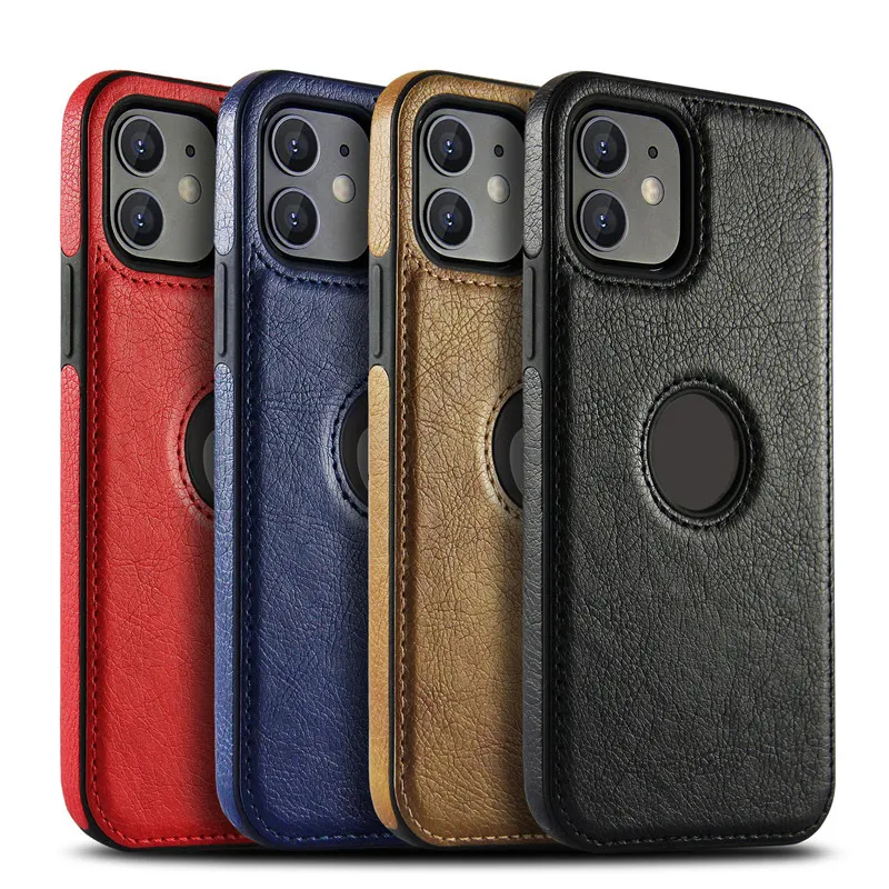 För iPhone 12 Pro Max Phone Case Luxury Leather Soft Cover för iPhone 11 XS Max 8 7 Plus Pu Back Fodral