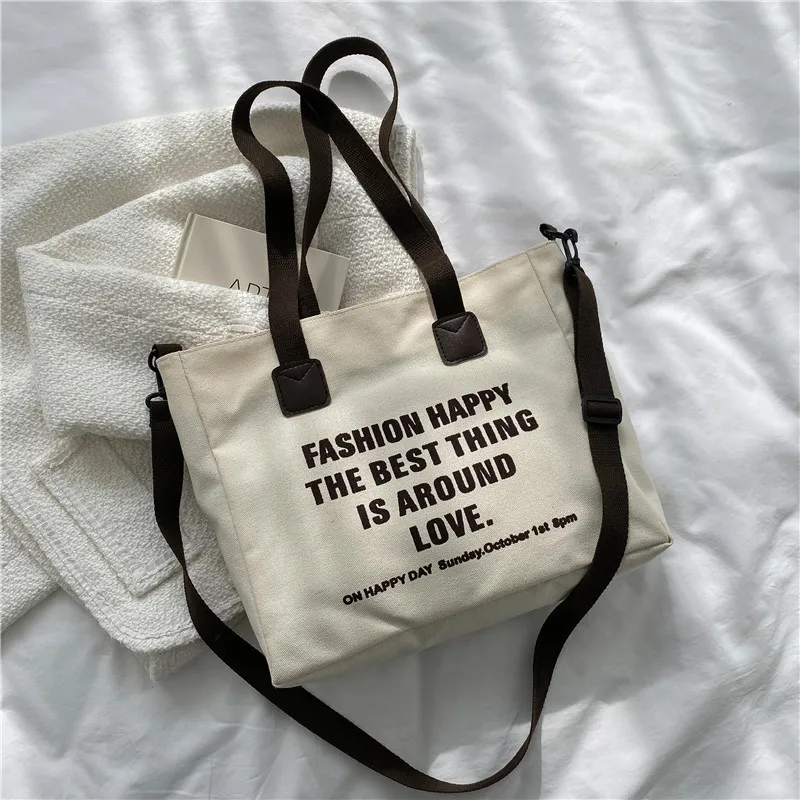HBP Classic Womens Large Canvas Shoulder Bag Square From
