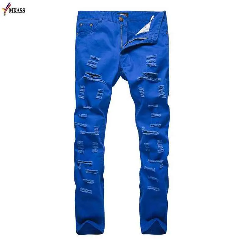 2018 New Ripped Jeans Men With Holes Skinny Famous Designer Brand Slim Fit Destroyed Torn Jean Pants For Male Denim Trousers XXL