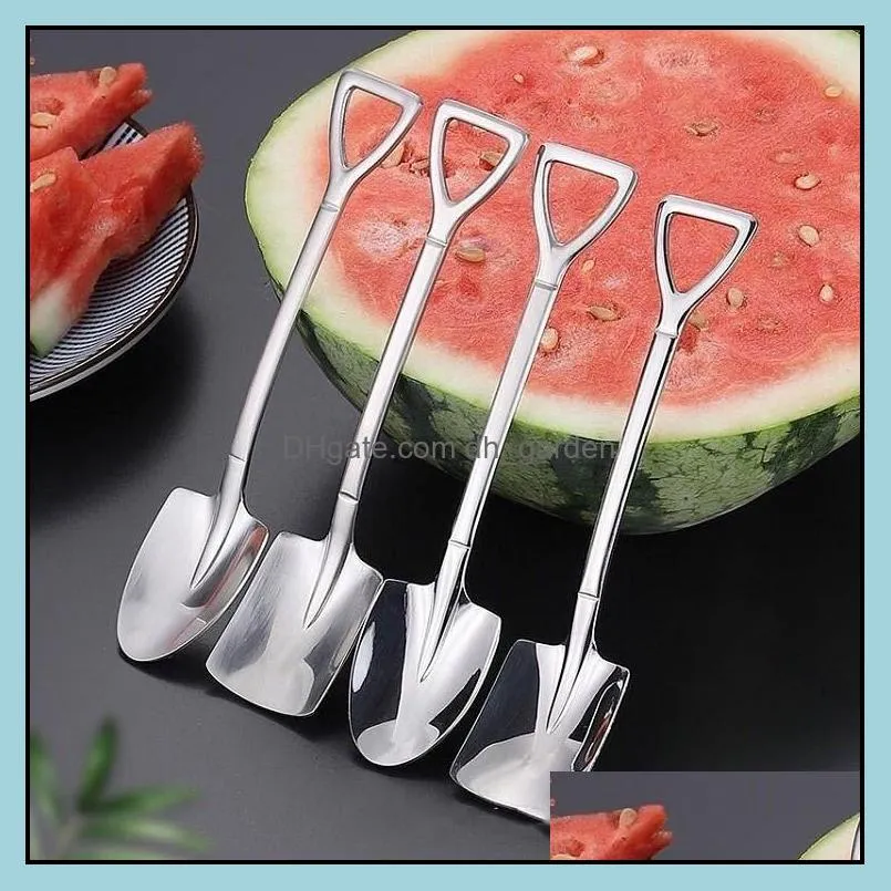 304 shovel scoop net red stainless steel spoon household watermelon spoon dessert ice cream scoops Dinnerware T2I52004