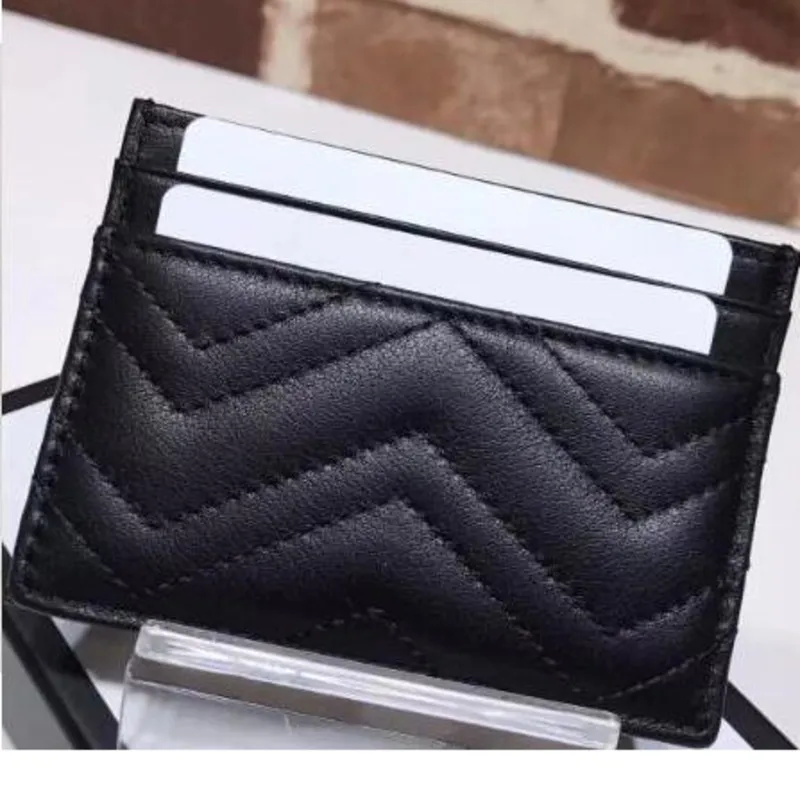 Genuine Leather Luxurys Designers Fashion Men Women's Card Holders Black Lambskin Mini Wallets Coin Purse Pocket Interior Slot