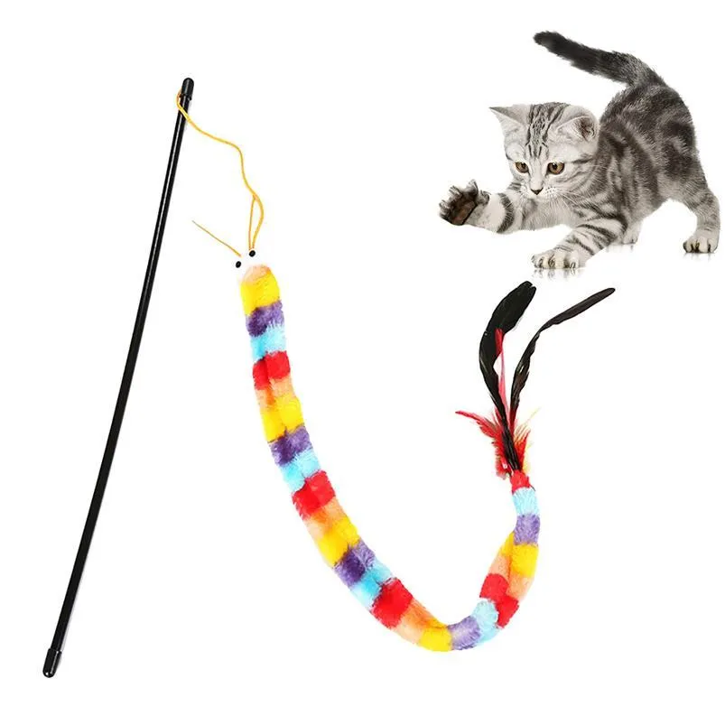 Legendog Funny Cat Teaser Wand Interactive Cock Shape Fake Feather Cat Teaser Toy Pet Play Toy Cat Training Interactive jllTjn