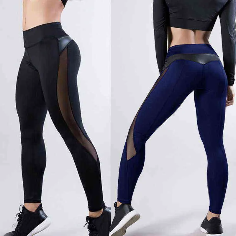 HOT Mesh Training Tight Women Yoga Leggings Sport Fitness Gym Tayt Clothing Tights Black Pants H1221