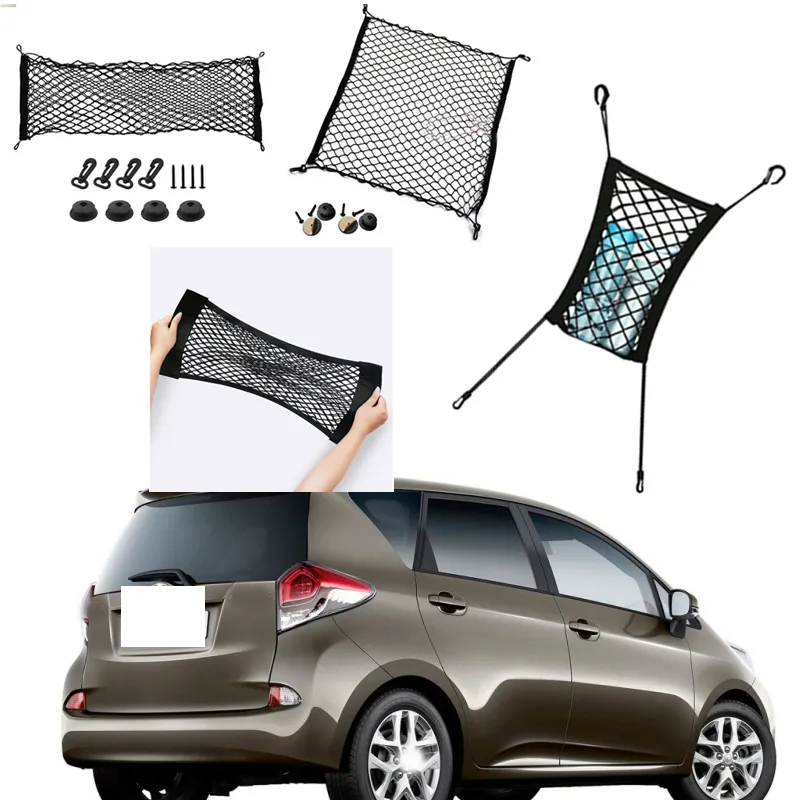 For Toyota Verso Verso-S Car Vehicle Black Rear Trunk Cargo Baggage Organizer Storage Nylon Plain Vertical Seat Net