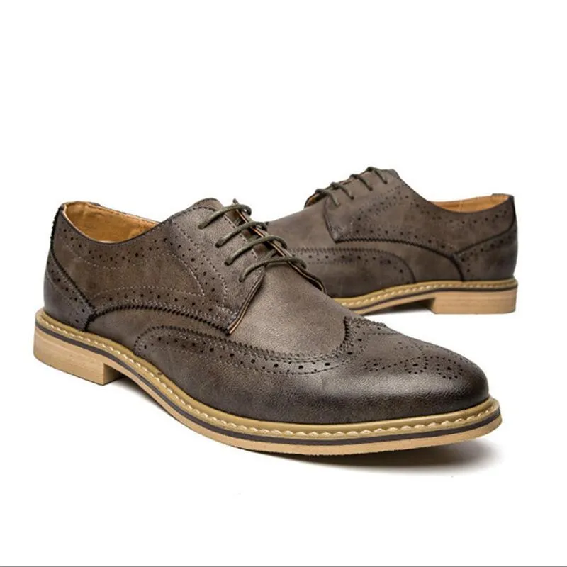 Nieuwe Lederen Brogue Mens Flats Schoenen Cale Heren Oxfords Mode Merk Jurk Schoenen voor Mannen Schoenen DH24