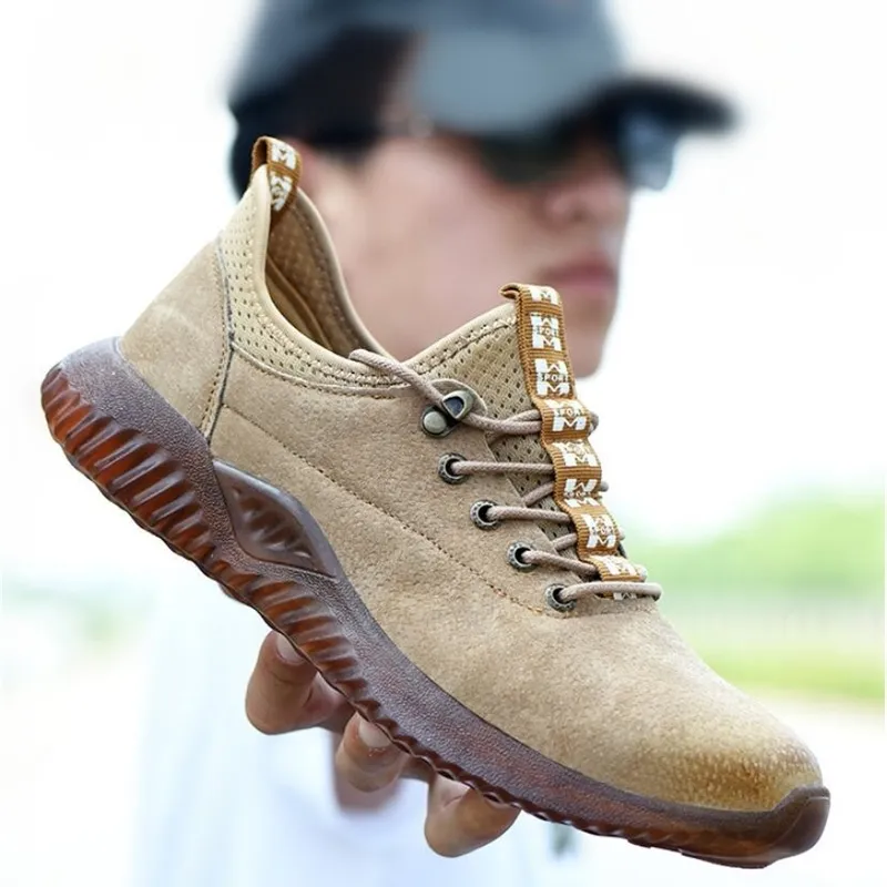 CS703 Dropshipping Indestructible Shoes Men Steel Toe Cap safty shoes Genuine Leather Anti-smashing anti-piercing Work Boots Y200915