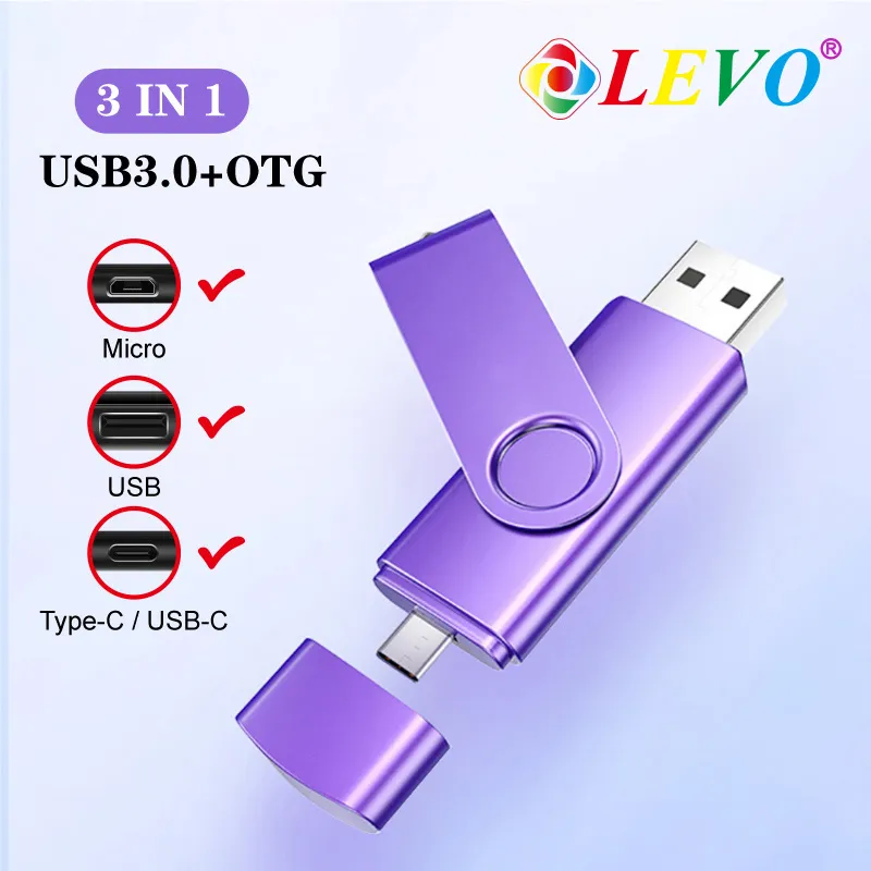 High-Speed ​​USB 3.0 Flash Drive OTG Pen Drive 128GB 64GB USB Stick 32GB 256GB Pendrive Flash Drive para Android Tipo C Interfac