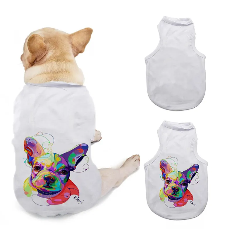 DIY T Shirt Dog Apparel Sublimation Blank Husdjur 3 Storlekar Ärmlös Hundar Valp Vest Kläder Tillbehör Polyester Fiber 10 5EX M2