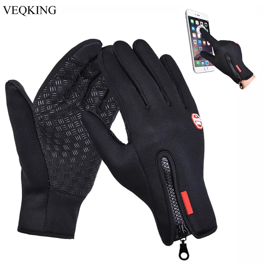 Veqking Touch Screen Windproof Outdoor Sport Luvas, Homens Mulheres Winter Fleece Thermal Correndo Luvas, Anti-Slip Ciclismo Luvas 220218