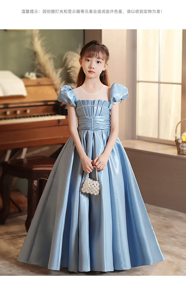 Blue Lace Princess Princess flower dress with Jewel Neckline, Tulle Applique, and Puffy Floral - Perfect for Formal Occasions, Parties, Communion, or Blue Lace Princess Princess flower dress with Jewel Neckline, Tulle Applique, and Puffy Floral - Perfect for Formal Occasions, Parties, Communion, or