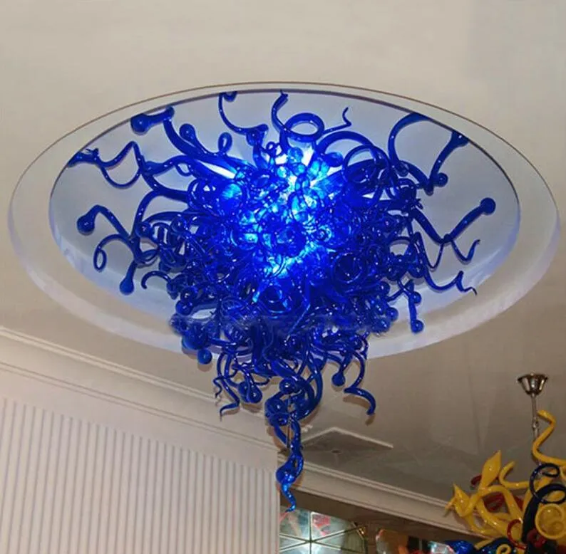 現代の天井灯ハンドブラスのガラスの天井 - ライト48x56インチ青い色LED屋内照明寝室の装飾 -  Z