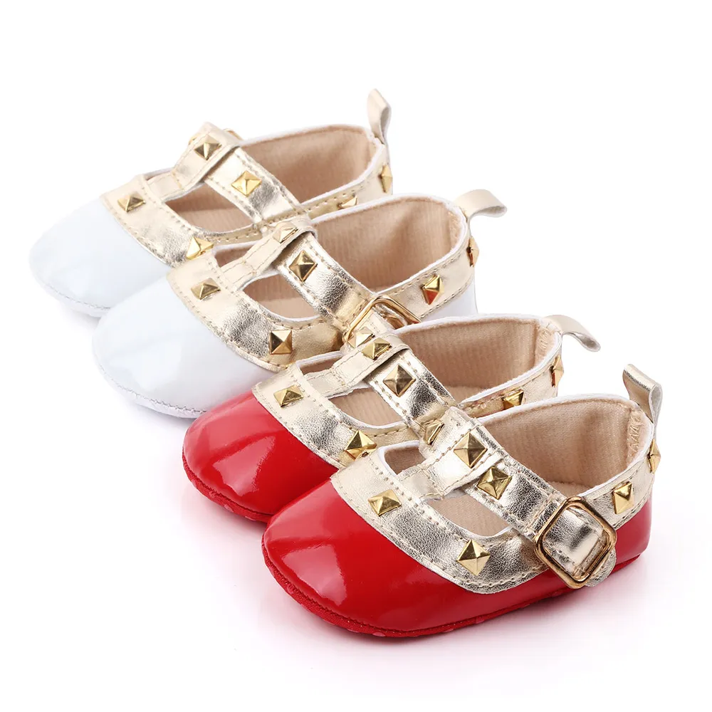 Baby Meisjes Schoenen Mode Klinknagels Prinses Schoenen Schattige Baby Mary Jane Babyschoenen 0-18 maanden