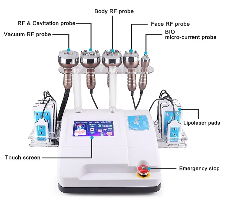 2021 novo 6 em 1 40K cavitação vácuo lipolaser peso corpo perda de gordura rf radiofrequency face levantando emagrecimento beleza beleza máquina de salão de beleza