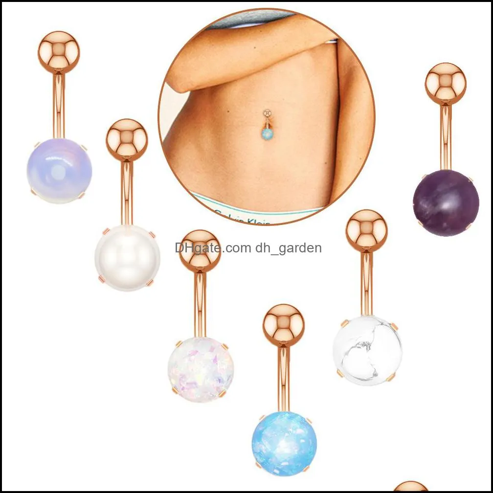 1/2PC Crystal Belly Button Piercing Ring 14G Surgical Steel Opal Belly Bar Sexy Navel Piercing Bar Cute Belly Ring Navel Jewelry