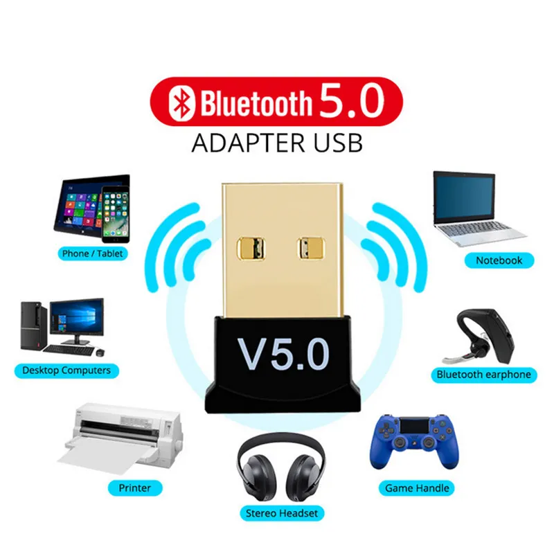 USB Gadgets Bluetooth 5.0 Adaptör Verici Bluetooth Alıcı Ses Bluetooth Dongle Kablosuz USB Adaptör Bilgisayar PC Dizüstü Bilgisayar İçin