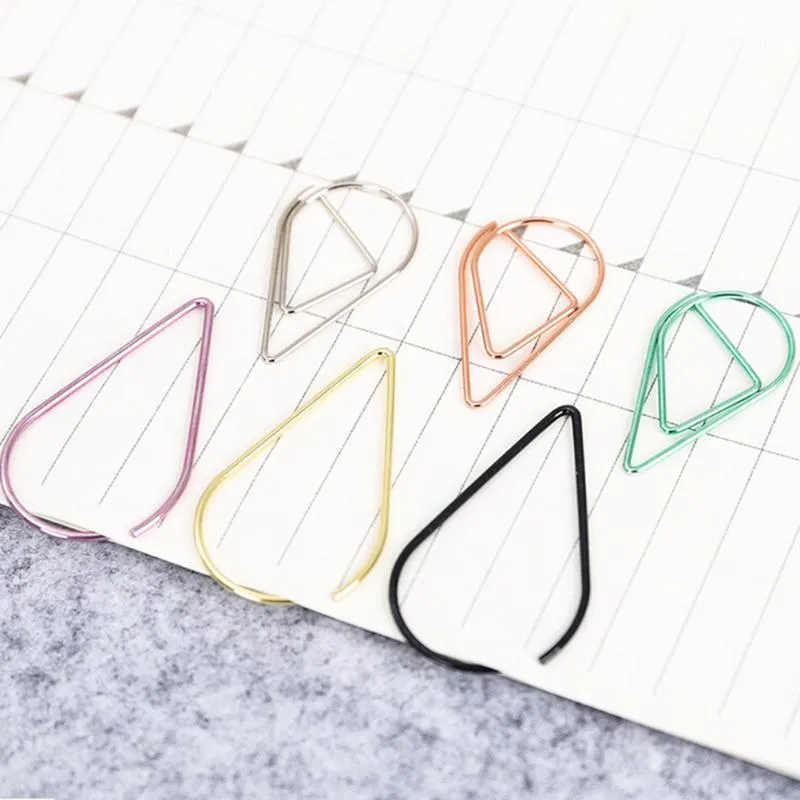 10PCS Modeling Paper Clips Metal Water Drop Shape Bookmark Memo Marking Clip Office School Stationery Supplies 1.5*2.5cm1
