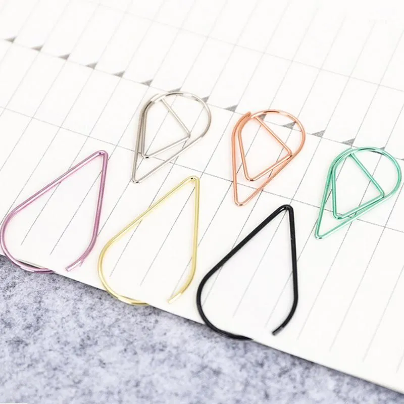 10 stks Modellering Papier Clips Metal Water Drop Shape Bookmark Memo Marking Clip Office School Briefpapier Benodigdheden 1.5 * 2.5cm1