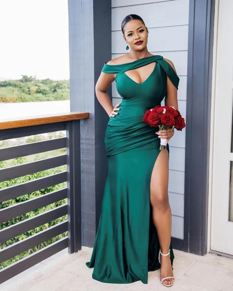 2021 Dark Green African Mermaid Dark Green Bridesmaid Dresses With ...